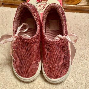 EUC Little Laundry kids Sz 1.0 Pink Sequin Sneakers